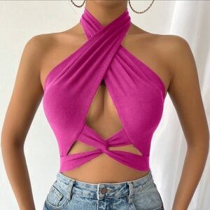 Pink Halter Crop Top